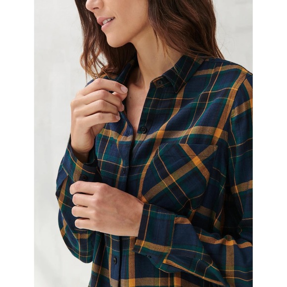 Lucky Brand Classic Plaid Flannel Shirt Navy Blue Dark Green Lumberjack Medium - Picture 6 of 11